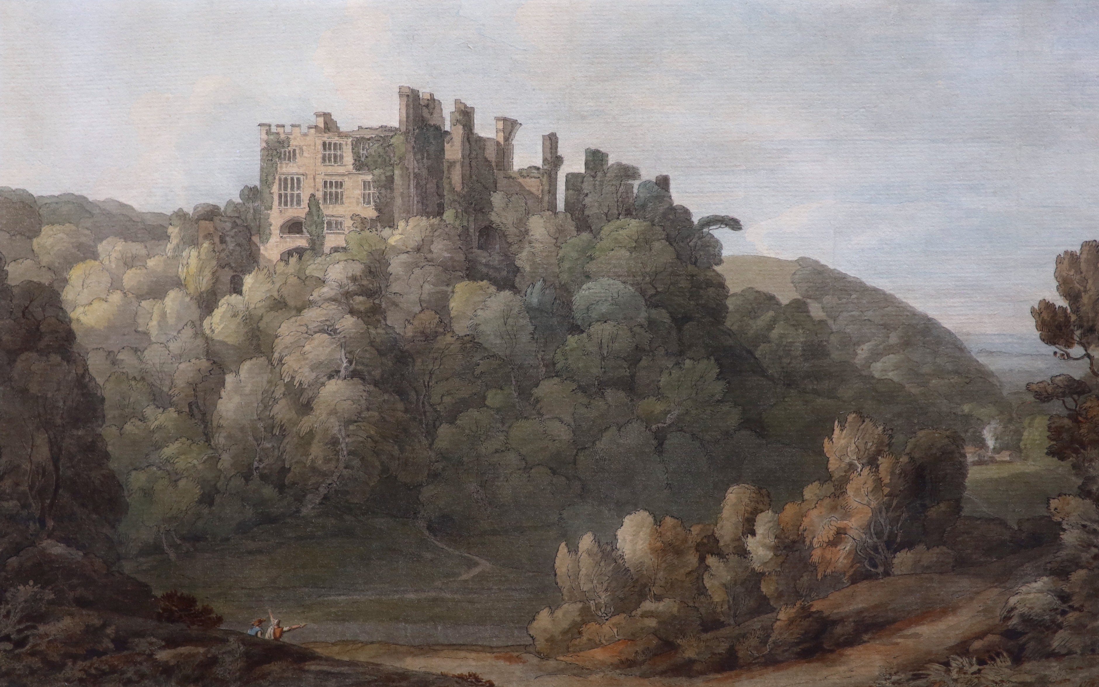 Francis Towne (British, 1740-1816), A view of Berry Castle, watercolour with pen and ink, 21 x 33.5cm